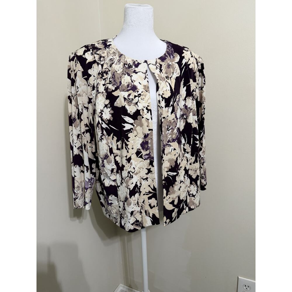 Jessica Howard 22W Open Front Eveningwear jacket/coverup purple floral